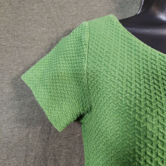 GANNI Dress Womens EU M US 6 Kelly Green Textured Fit & Flare Mini Stretch Comfy - Picture 10 of 12